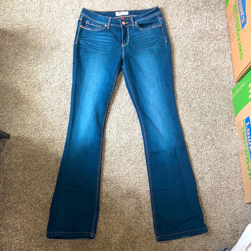 Navy Lei Jeans with tan and gold designs